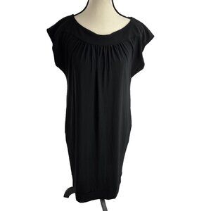 Chaps Womens Dress L Black Short Sleeve Shift Casual Knee Length